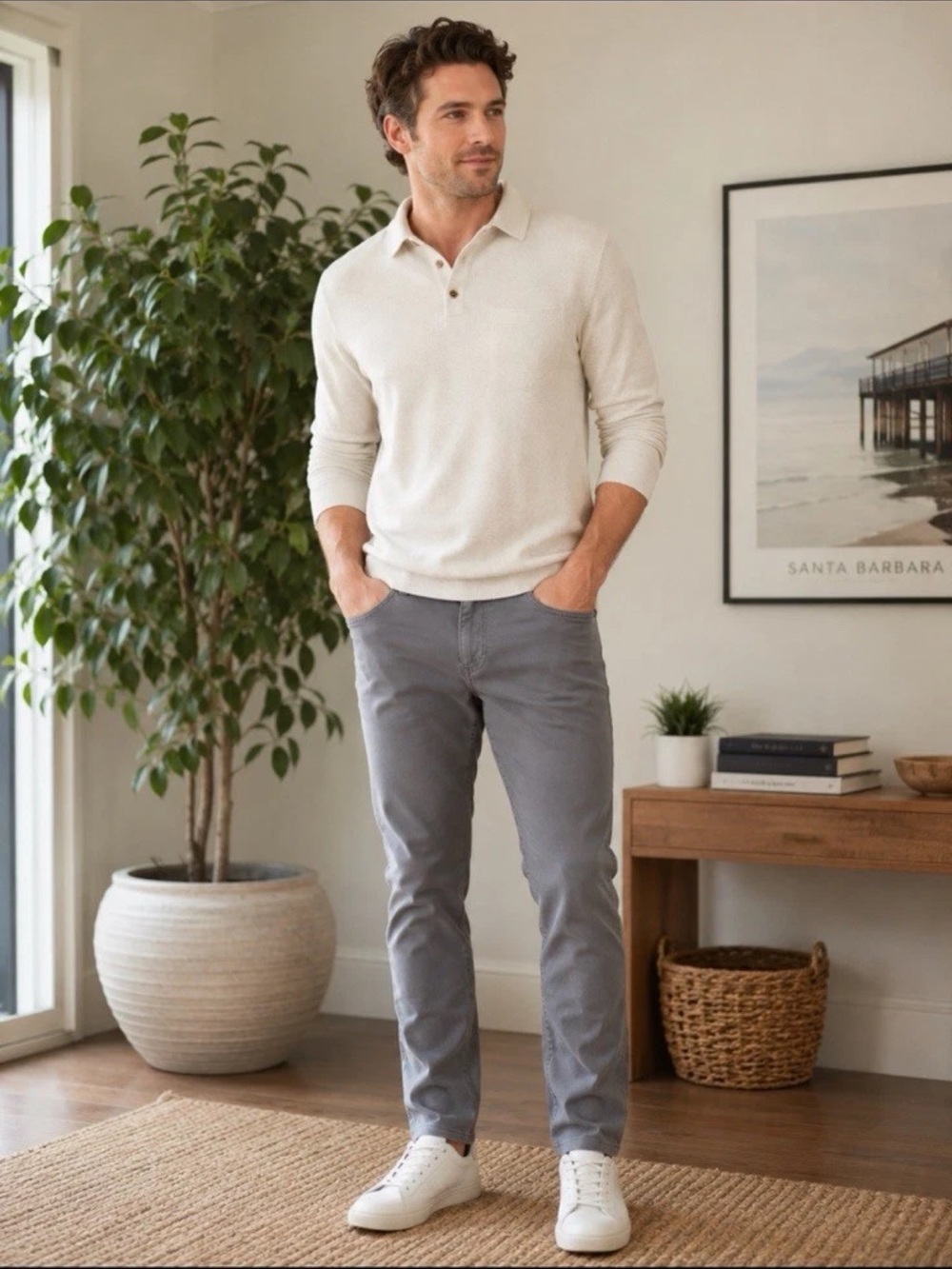 Johnnie-O Hugo Gray Stretch Pants Men’s 33x30 Promodal Cotton Spandex Casual NWT